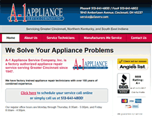 Tablet Screenshot of a1applianceservice.com